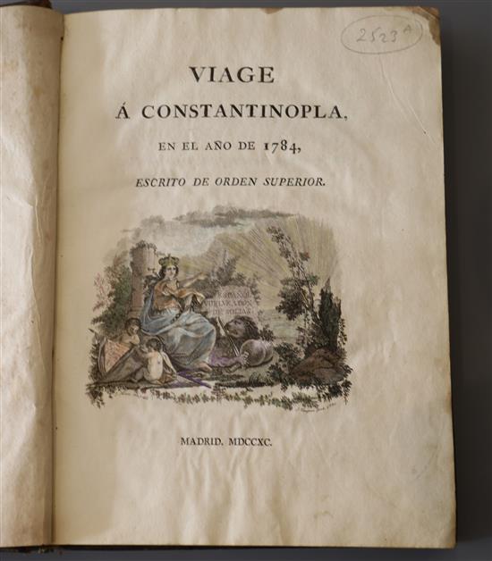 Moreno, Jose, 1748-1792. - Viage a Constantinopla en el ano de 1784, burr calf, folio, 24 plates, with coloured engraved title, 24 plat